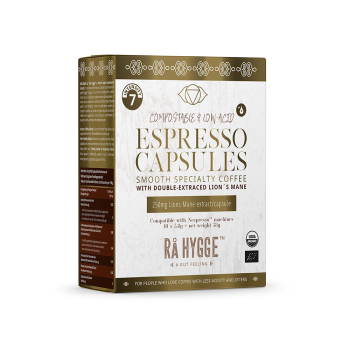 RA Hygge, BIO Lion's Mane 5% Low-Acid Nespresso Coffee, 10 Capsules